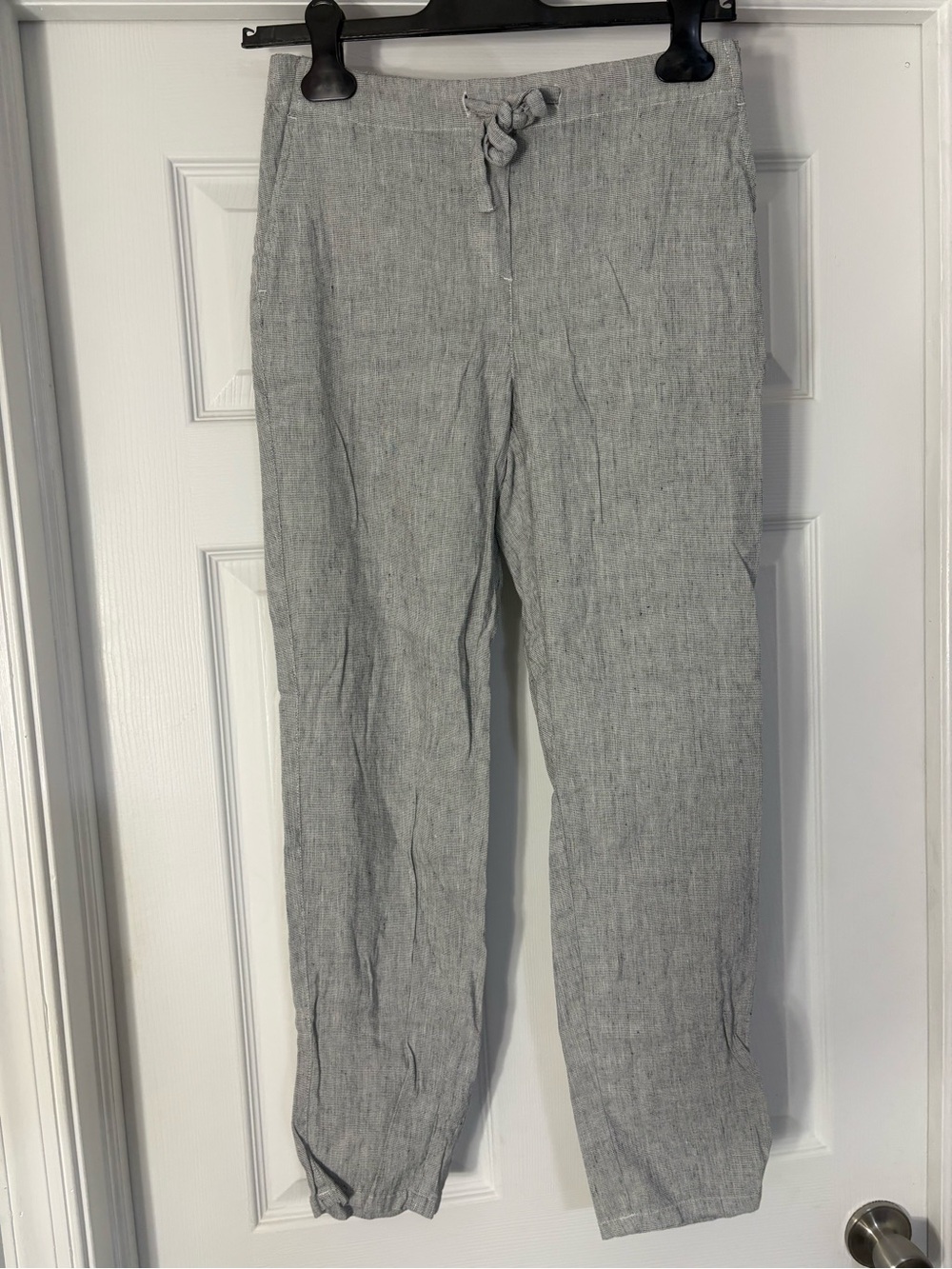 NIC+ZOE Gray Drawstring Linen-Blend Chinos